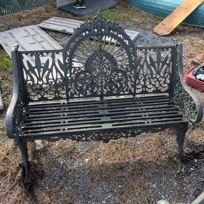 888 Victorian Cast Iron Garden Bench with Cushion