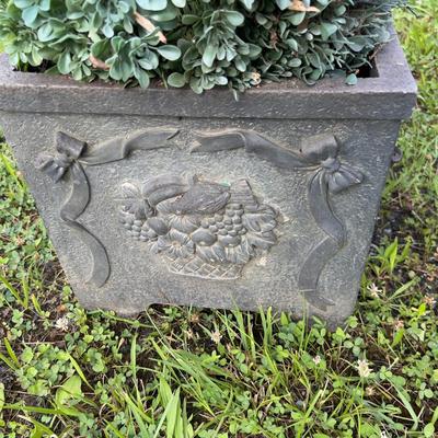 889 Pair of Composition French Style with Fruit Square Planters