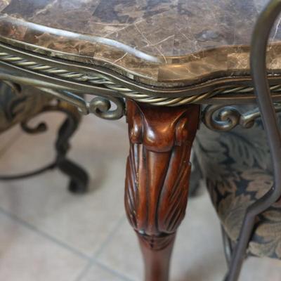 Glass & Marble Table with Four Chairs