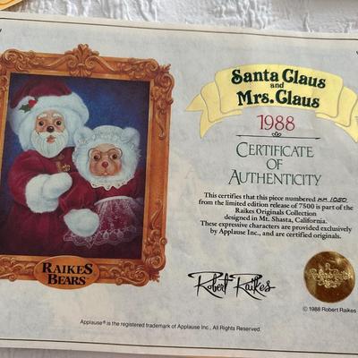 Raikes - 1988 Santa Claus Bear w/ COA
