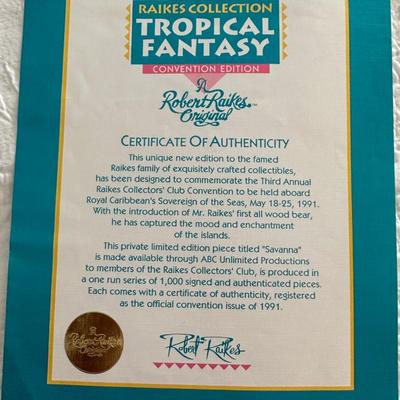 Raikes -Savannah Collector's Club - Tropical Fantasy - COA