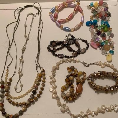 Stone Glass Necklace Bracelet Lot