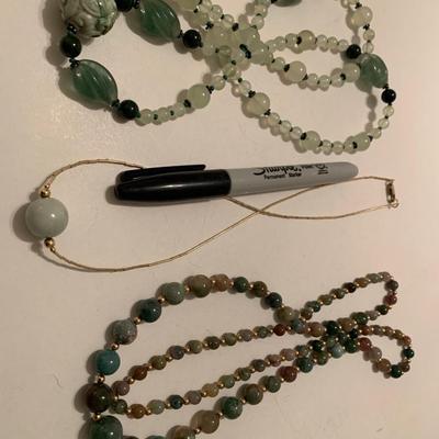 Jade Jadite Estate Jewelry Necklace Lot