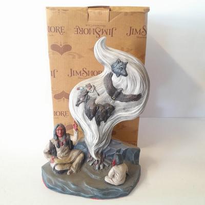 Ceramic Native American with child Spirit Guides statue