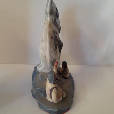 Ceramic Native American with child Spirit Guides statue
