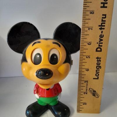 1976 Talking Pull String Mickey Mouse Plastic Figure with new Mickey Picture frame