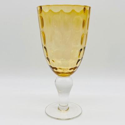 Vtg. Amber Dimpled Honey Comb Goblets ~ Ten (10) Piece Set