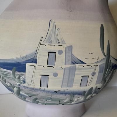 Tall Ceramic vase with matching ceramic decorative plate
