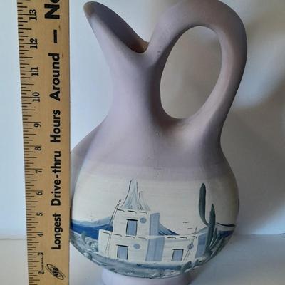 Tall Ceramic vase with matching ceramic decorative plate