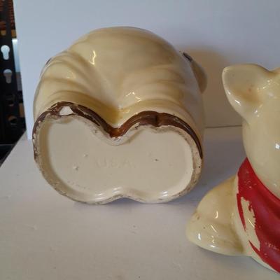 Vintage U.S.A. Marked pig cookie jar with matching salt & pepper shakers