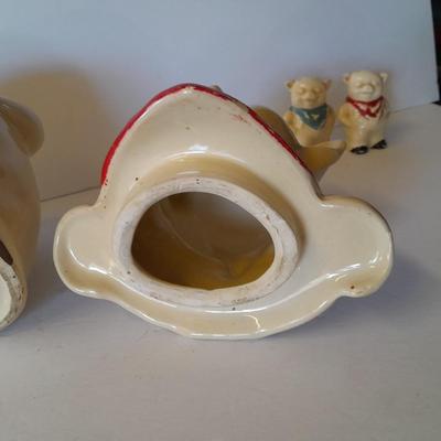 Vintage U.S.A. Marked pig cookie jar with matching salt & pepper shakers