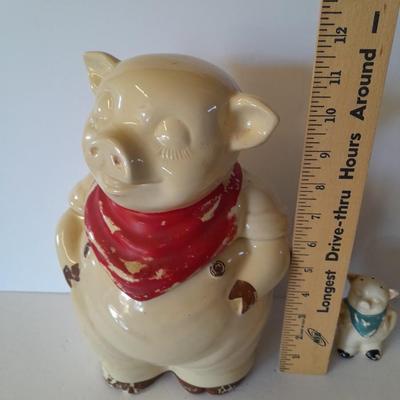 Vintage U.S.A. Marked pig cookie jar with matching salt & pepper shakers