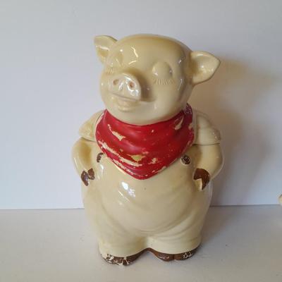 Vintage U.S.A. Marked pig cookie jar with matching salt & pepper shakers