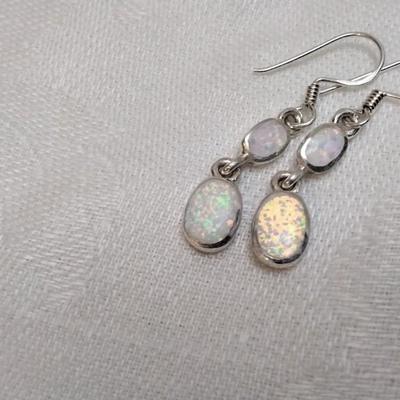 Vintage Opal 925 Dangle Earrings