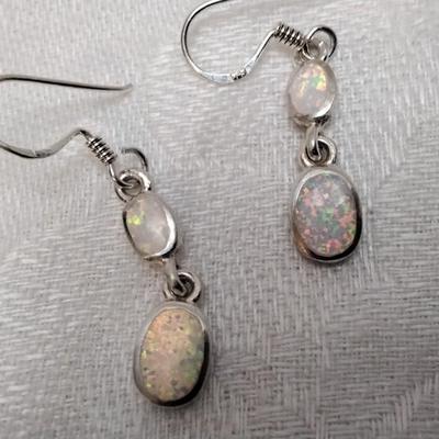 Vintage Opal 925 Dangle Earrings