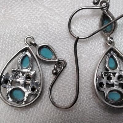 Turquoise and Sapphire 925 Earrings