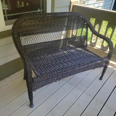 Rattan Bench and Glass Topped Table (D-DW)