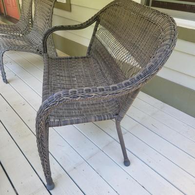 Rattan Bench and Glass Topped Table (D-DW)