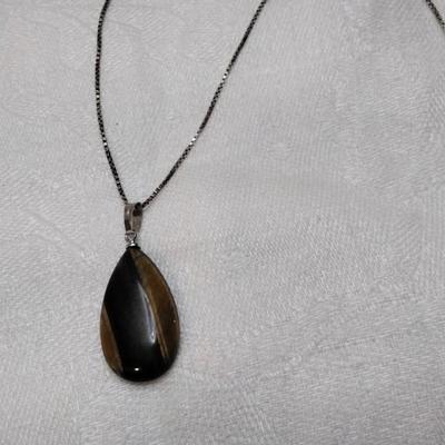 Vintage Tiger Eye 925 20" Necklace