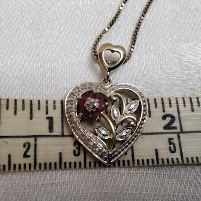 Ross Simons Ruby Flower 18" Italian Gold Vermeil Necklace