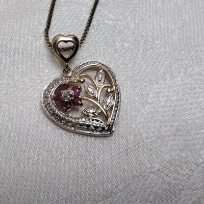 Ross Simons Ruby Flower 18" Italian Gold Vermeil Necklace