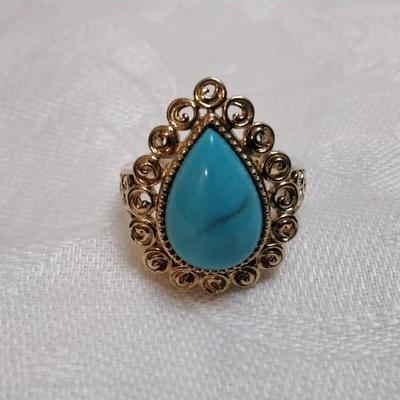 Ross Simons Turquoise Gold Vermeil RIng Size 9