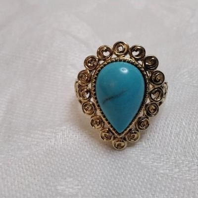 Ross Simons Turquoise Gold Vermeil RIng Size 9