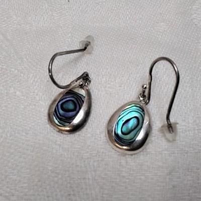 Vintage Natural Abalone Italian 925 Earrings