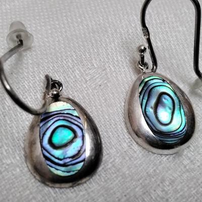 Vintage Natural Abalone Italian 925 Earrings