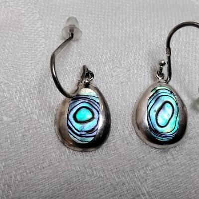 Vintage Natural Abalone Italian 925 Earrings