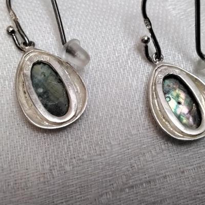 Vintage Natural Abalone Italian 925 Earrings