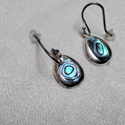Vintage Natural Abalone Italian 925 Earrings