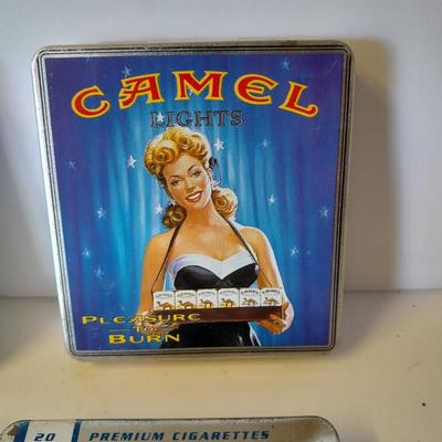 Four vintage Camel Cigarette metal tins