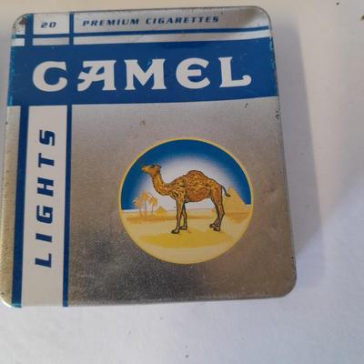 Four vintage Camel Cigarette metal tins
