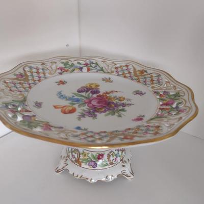 Vintage Royal Dresdner Carl Shumann Bavaria Reticulated Footed Dessert Platter Compote Choice A