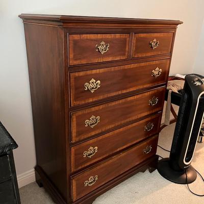 VINTAGE TALL MAHOGANY DRESSER, CHIPPENDALE STYLE, BY DIXIE