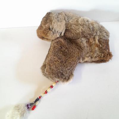 Vintage Golden Swallow Hat Rabbit Fur Pelt Trapper Hunting Flap Peking China XL