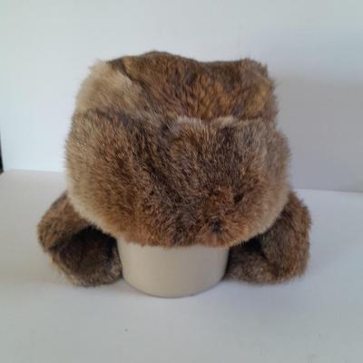 Vintage Golden Swallow Hat Rabbit Fur Pelt Trapper Hunting Flap Peking China XL