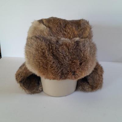Vintage Golden Swallow Hat Rabbit Fur Pelt Trapper Hunting Flap Peking China XL