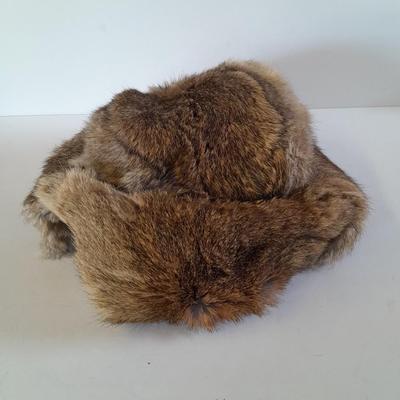 Vintage Golden Swallow Hat Rabbit Fur Pelt Trapper Hunting Flap Peking China XL