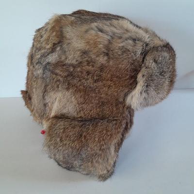 Vintage Golden Swallow Hat Rabbit Fur Pelt Trapper Hunting Flap Peking China XL