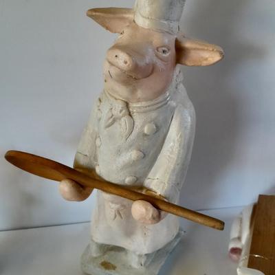 Kitchen Pigs, Chef with wooden utensils, salt & pepper shakers, House Of Lloyd
