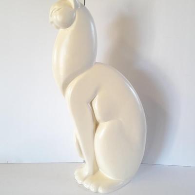 Vintage Mid Century Modern Royal Haeger White winking cat statue