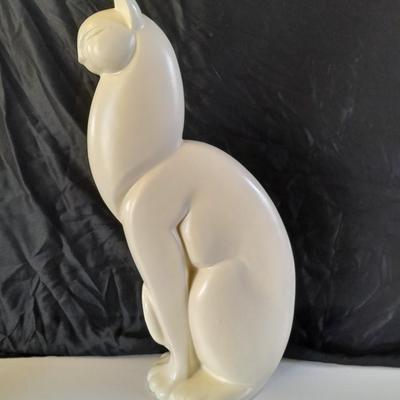 Vintage Mid Century Modern Royal Haeger White winking cat statue