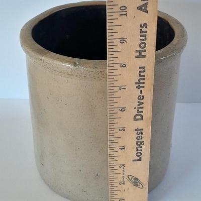 Antique, salt glazed 8" tall pottery Crock
