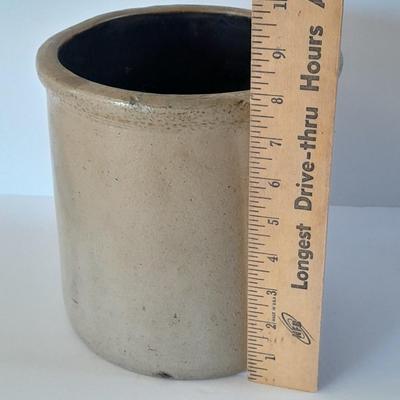 Antique, salt glazed 8" tall pottery Crock