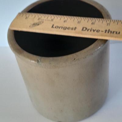 Antique, salt glazed 8" tall pottery Crock