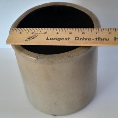 Antique, salt glazed 8" tall pottery Crock