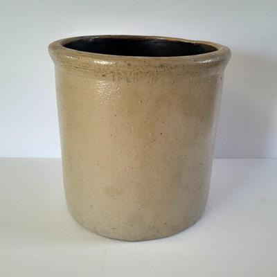 Antique, salt glazed 8" tall pottery Crock