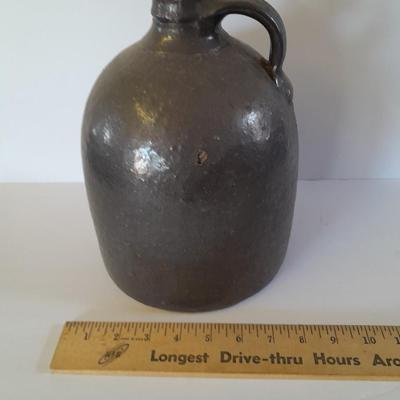 Stoneware Crock Jug Antique Brown Gunmetal Pottery Jug